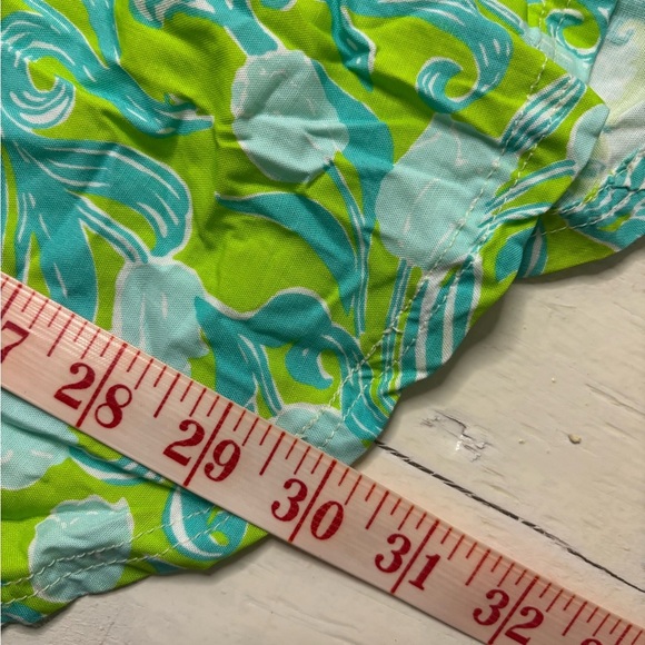 Key West Hand Print Fashion Tunic Top Size XL Floral Tropical Blue Green Button - Picture 5 of 7